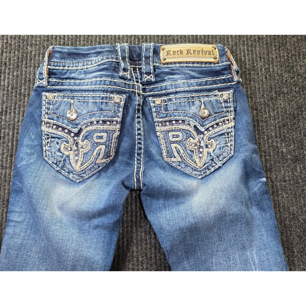 Rock Revival Ankle Skinny Jeans Womens 23 Blue Excellent Sundee Distressed - Picture 7 of 16
